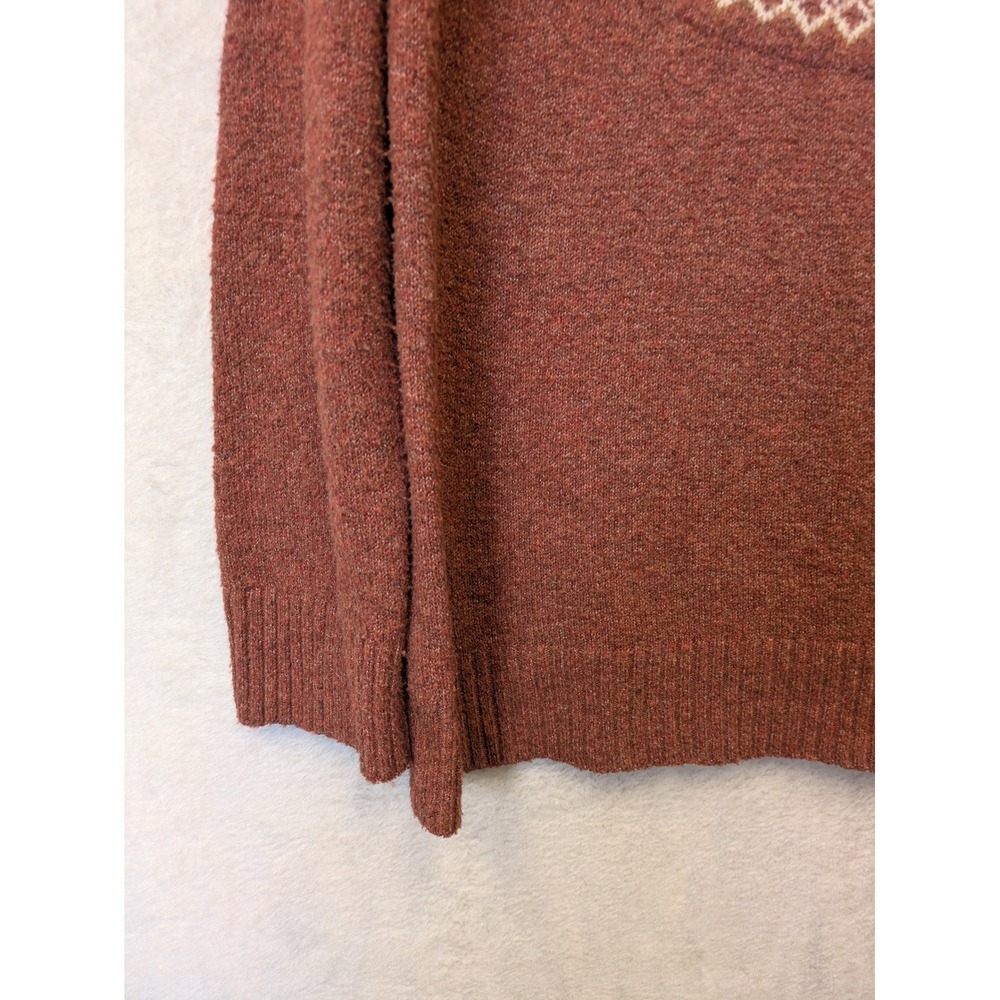 Maurices Sweater Women's Large Rust Brown Fair Isle Pine Tree Pullover Cozy - Picture 2 of 8
